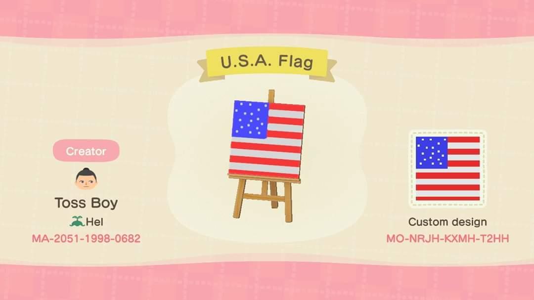 Animal Crossing Design Code: MO-NRJH-KXMH-T2HH U.S.A. Flag