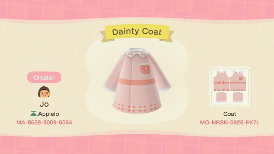 Animal Crossing Design Code: MO-NRSN-0926-PX7L Dainty Coat