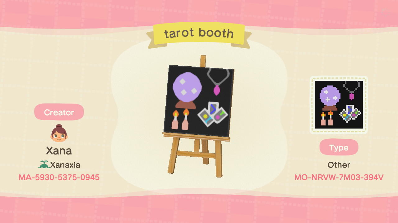 Animal Crossing Design Code: MO-NRVW-7M03-394V tarot stall