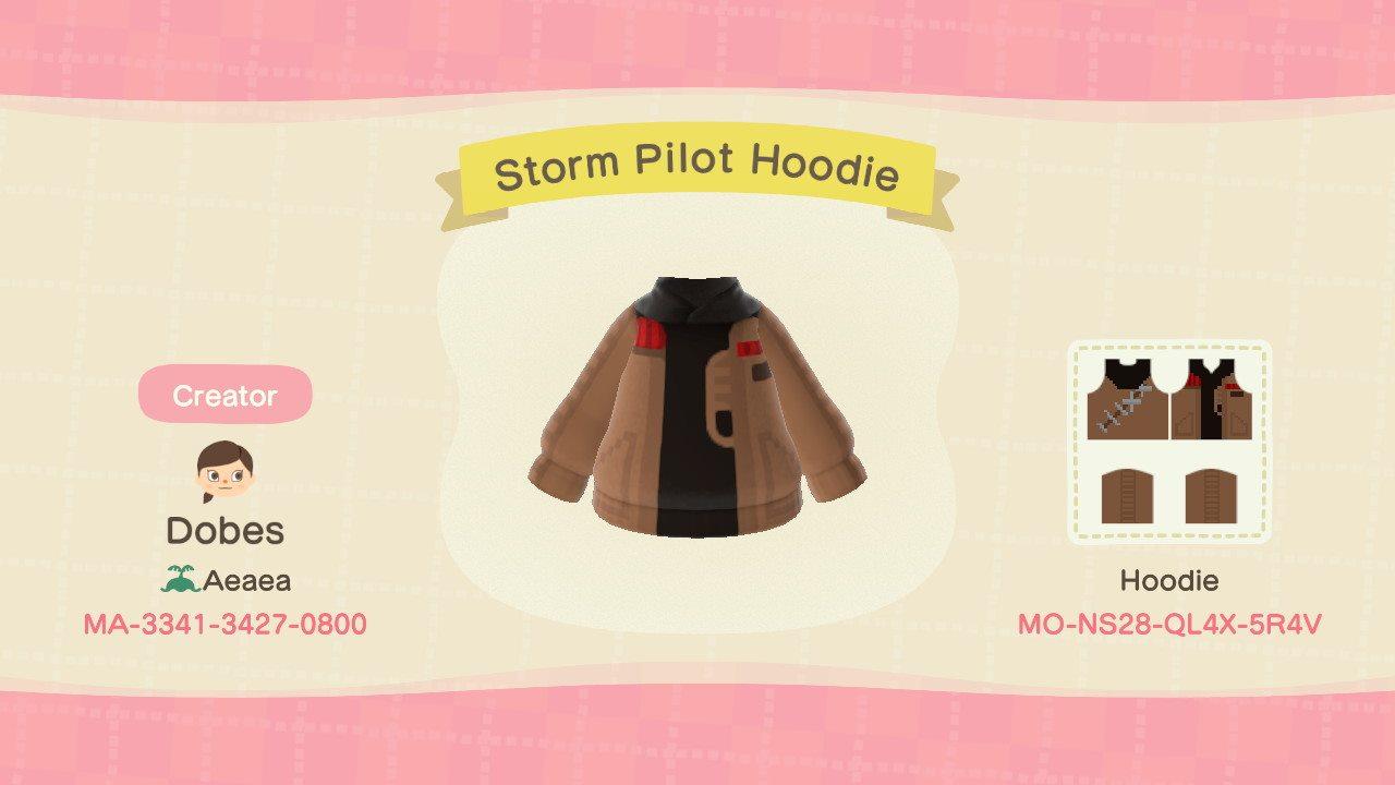 Animal Crossing Design Code: MO-NS28-QL4X-5R4V Storm Pilot Hoodie