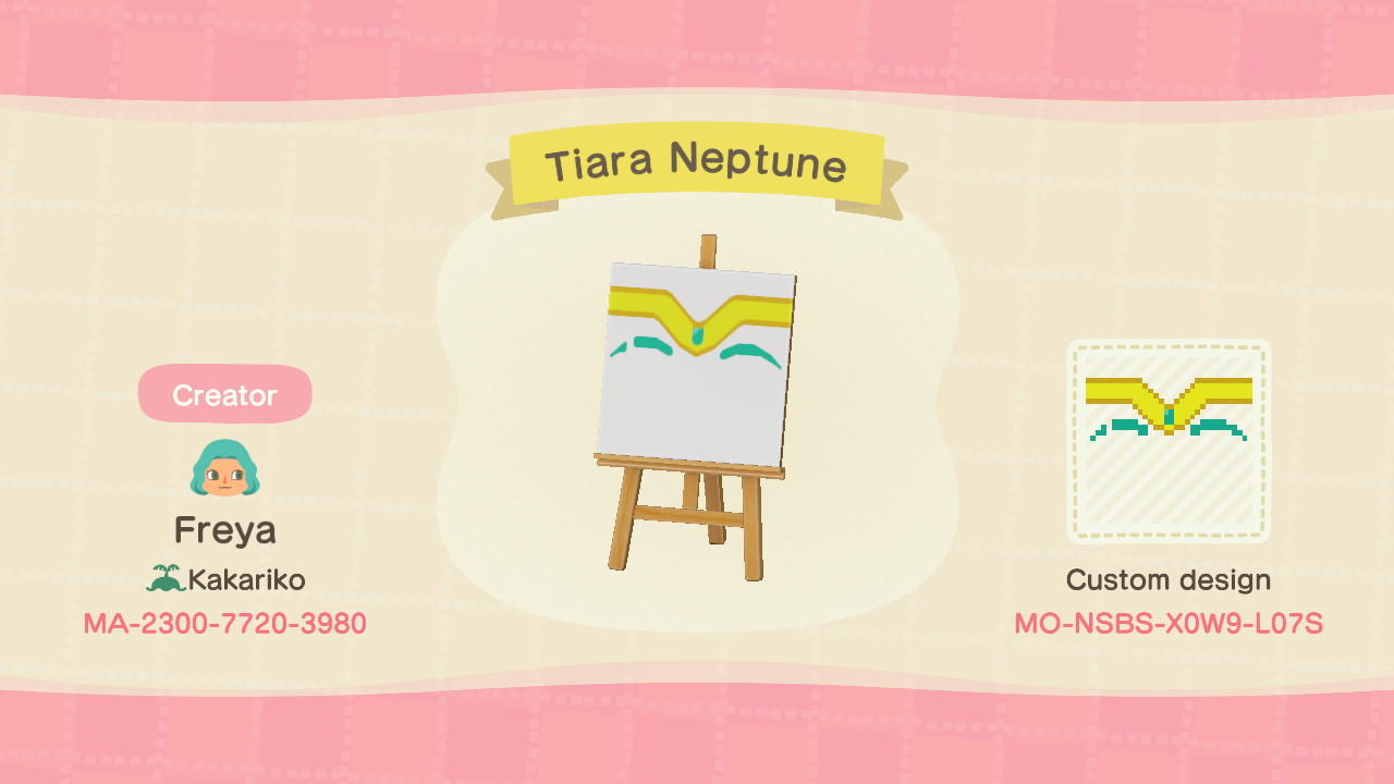 Animal Crossing Design Code: MO-NSBS-X0W9-L07S Sailor Neptune Tiara