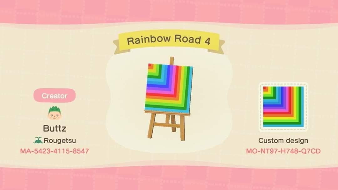Animal Crossing Design Code: MO-NT97-H748-Q7CD Rainbow Road 4