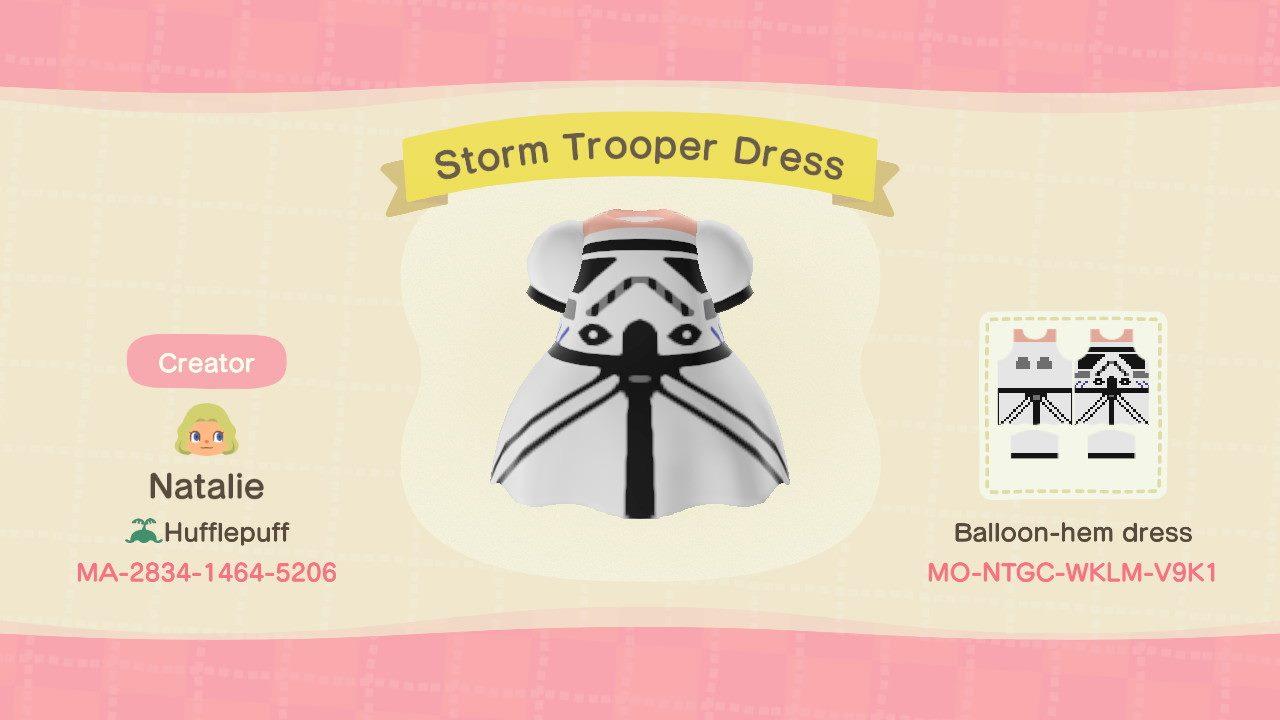 Animal Crossing Design Code: MO-NTGC-WKLM-V9K1 Storm Trooper Dress