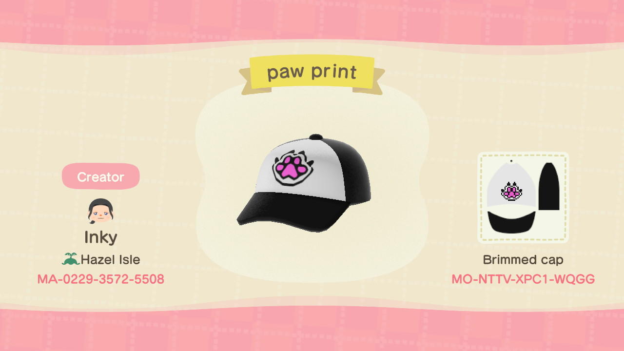 Animal Crossing Design Code: MO-NTTV-XPC1-WQGG paw print