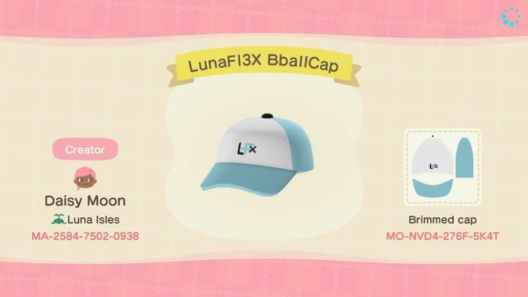 Animal Crossing Design Code: MO-NVD4-276F-5K4T LunaFlex BBallCap