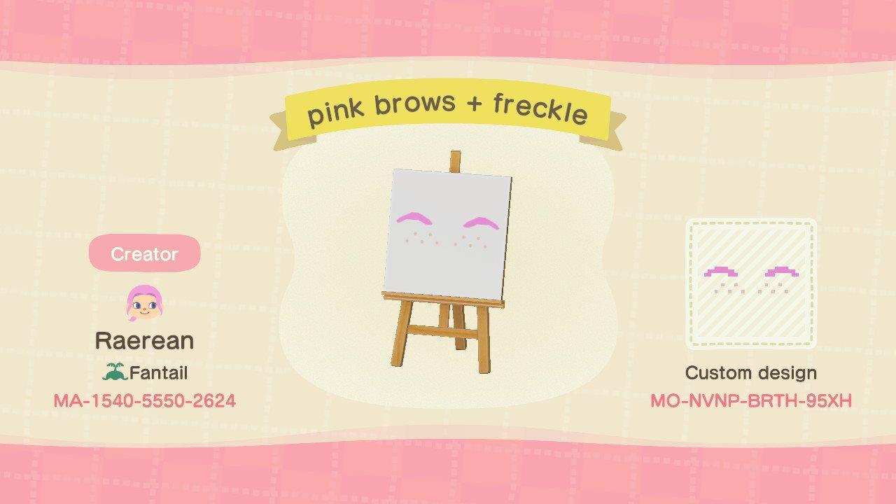 Animal Crossing Design Code: MO-NVNP-BRTH-95XH Pink Brow + Freckle