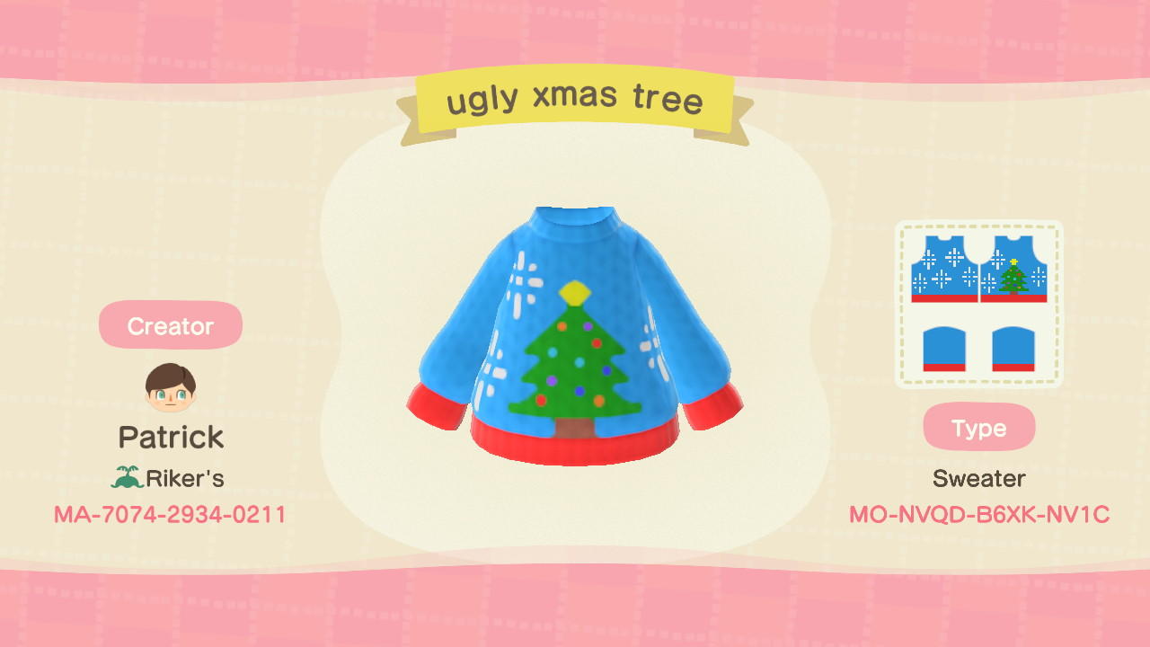 Animal Crossing Design Code: MO-NVQD-B6XK-NVIC ugly xmas tree