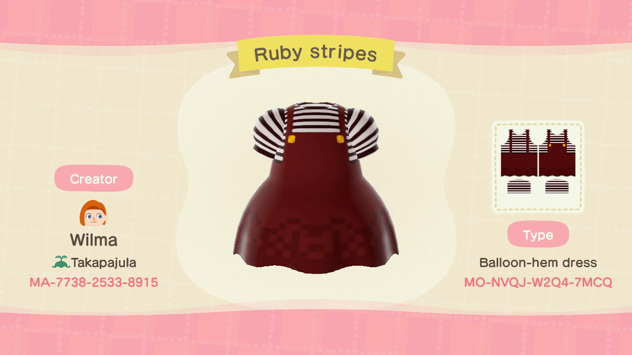 Animal Crossing Design Code: MO-NVQJ-W2Q4-7MCQ Ruby Stripes