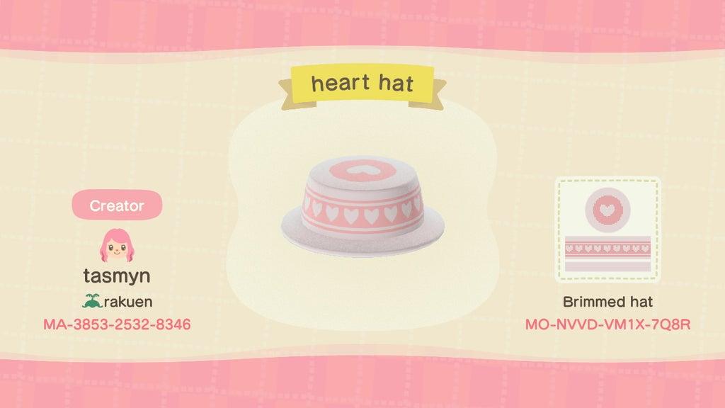 Animal Crossing Design Code: MO-NVVD-VM1X-7Q8R heart hat