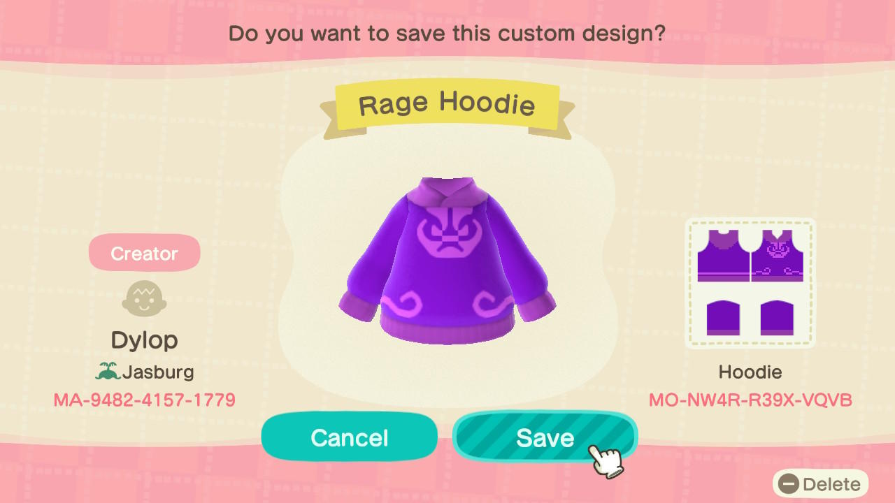 Animal Crossing Design Code: MO-NW4R-R39X-VQVB Homestuck Rage