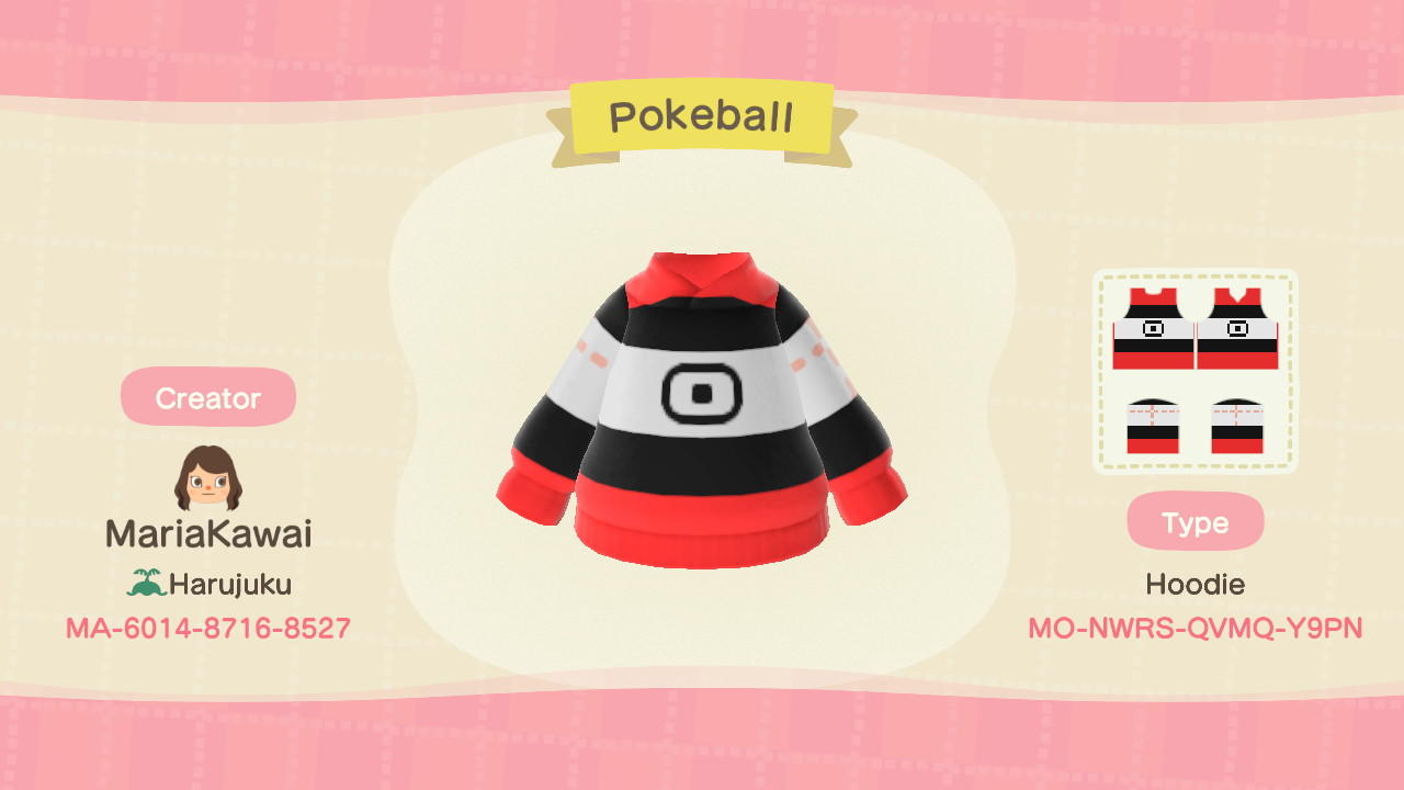 Animal Crossing Design Code: MO-NWRS-QVMQ-Y9PN Pokeball
