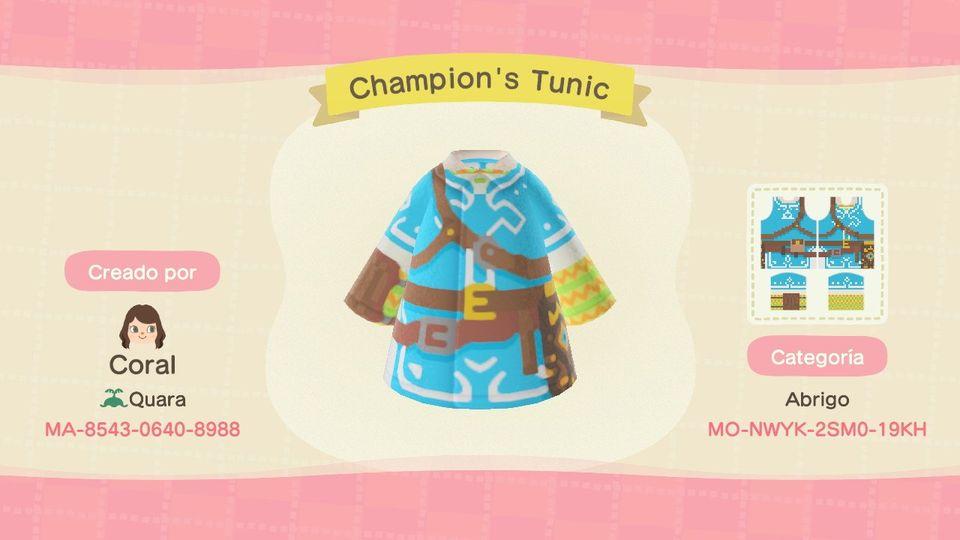 Animal Crossing Design Code: MO-NWYK-2SM0-19KH Champion's Tunic