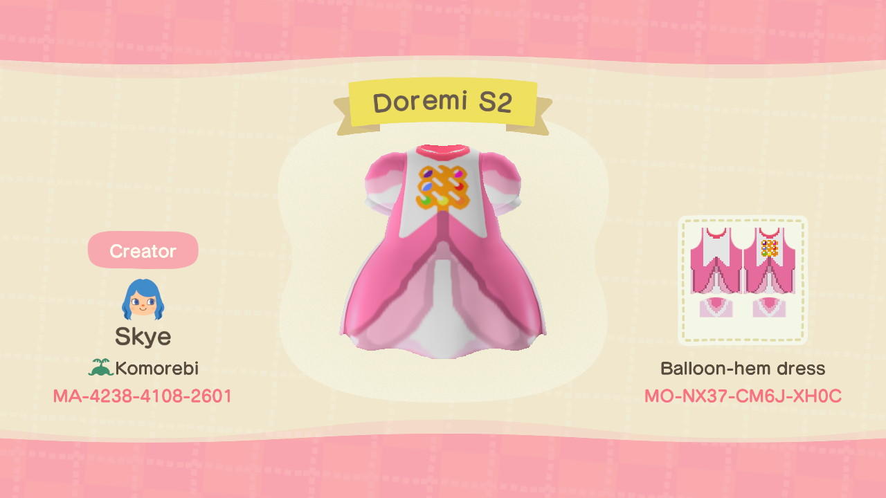 Animal Crossing Design Code: MO-NX37-CM6J-XH0C Doremi S2
