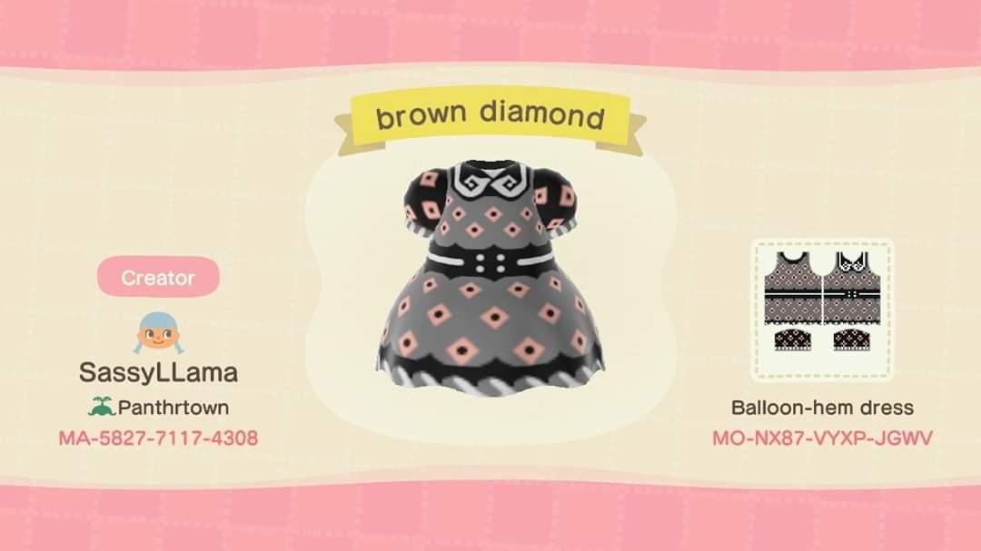 Animal Crossing Design Code: MO-NX87-VYXP-JGWV Brown diamond