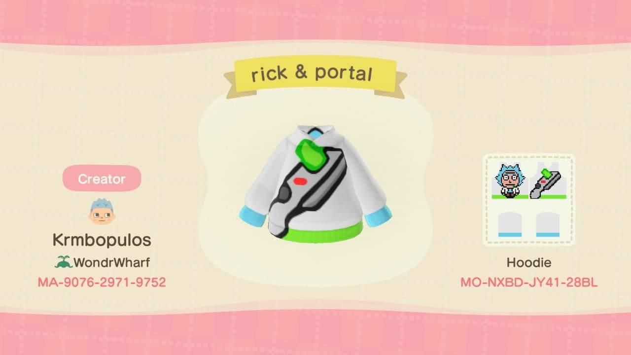 Animal Crossing Design Code: MO-NXBD-JY41-28BL Rick and morty/porta