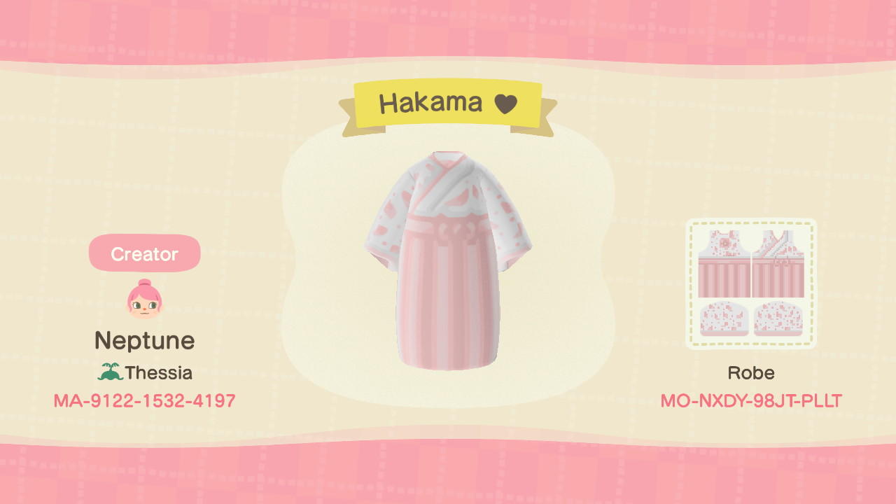 Animal Crossing Design Code: MO-NXDY-98JT-PLLT Hakama ♥