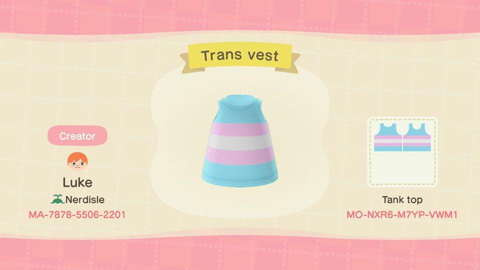Animal Crossing Design Code: MO-NXR6-M7YP-VWM1 Trans Vest