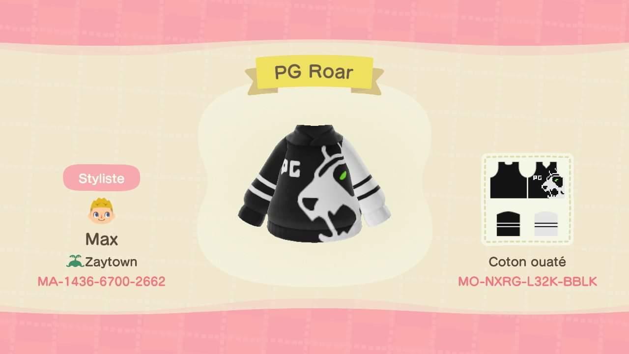 Animal Crossing Design Code: MO-NXRG-L32K-BBLK PG Panda Global Roar