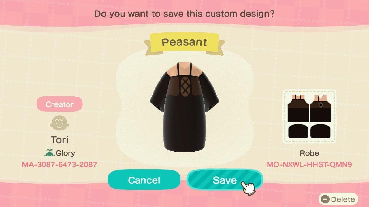 Animal Crossing Design Code: MO-NXWL-HHST-QMN9 Peasant