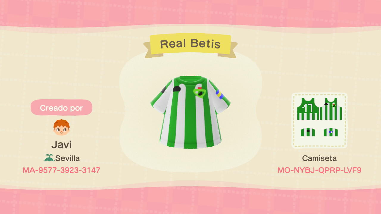 Animal Crossing Design Code: MO-NYBJ-QPRP-LVF9 Real Betis
