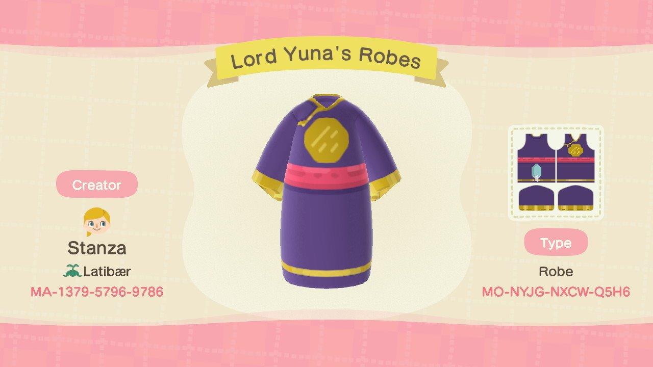 Animal Crossing Design Code: MO-NYJG-NXCW-Q5H6 Lord Yuna's Robes