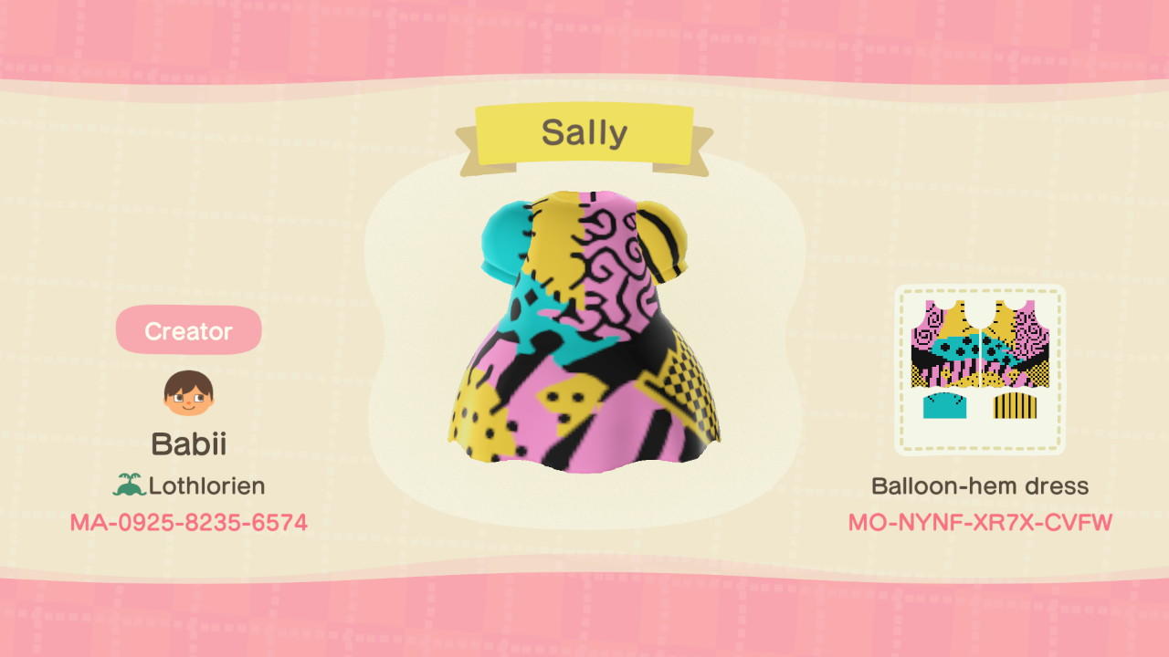 Animal Crossing Design Code: MO-NYNF-XR7X-CVFW Sally Dress