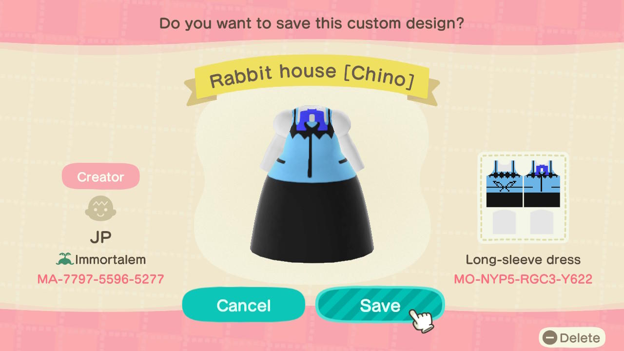 Animal Crossing Design Code: MO-NYP5-RGC3-Y622 Rabbit house [Chino]