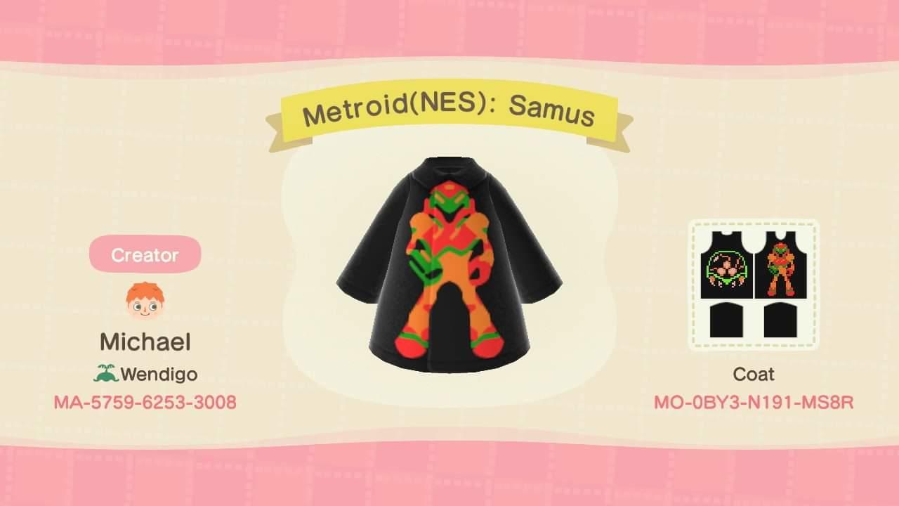 Animal Crossing Design Code: MO-OBY3-N191-MSSR Metroid(NES): Samus