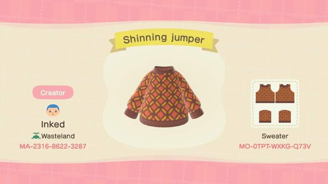 Animal Crossing Design Code: MO-OTPT-WXKG-Q73V Shinning Jumper