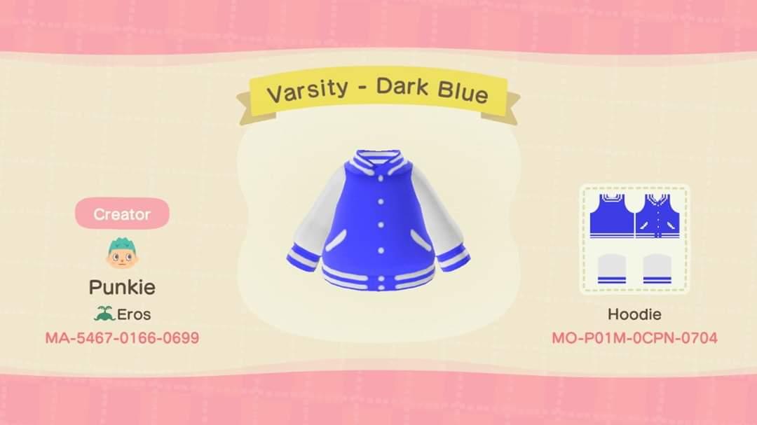Animal Crossing Design Code: MO-P01M-0CPN-0704 Varsity - Dark Blue