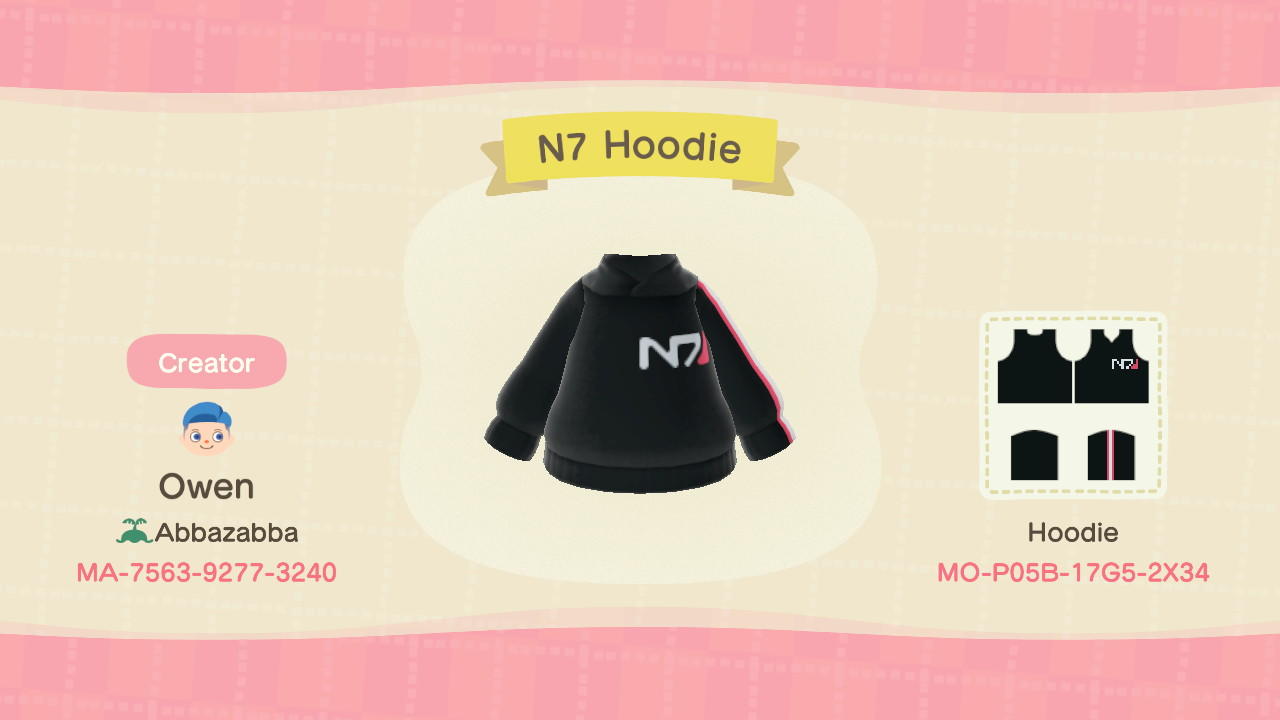 Animal Crossing Design Code: MO-P05B-17G5-2X34 N7 Hoodie