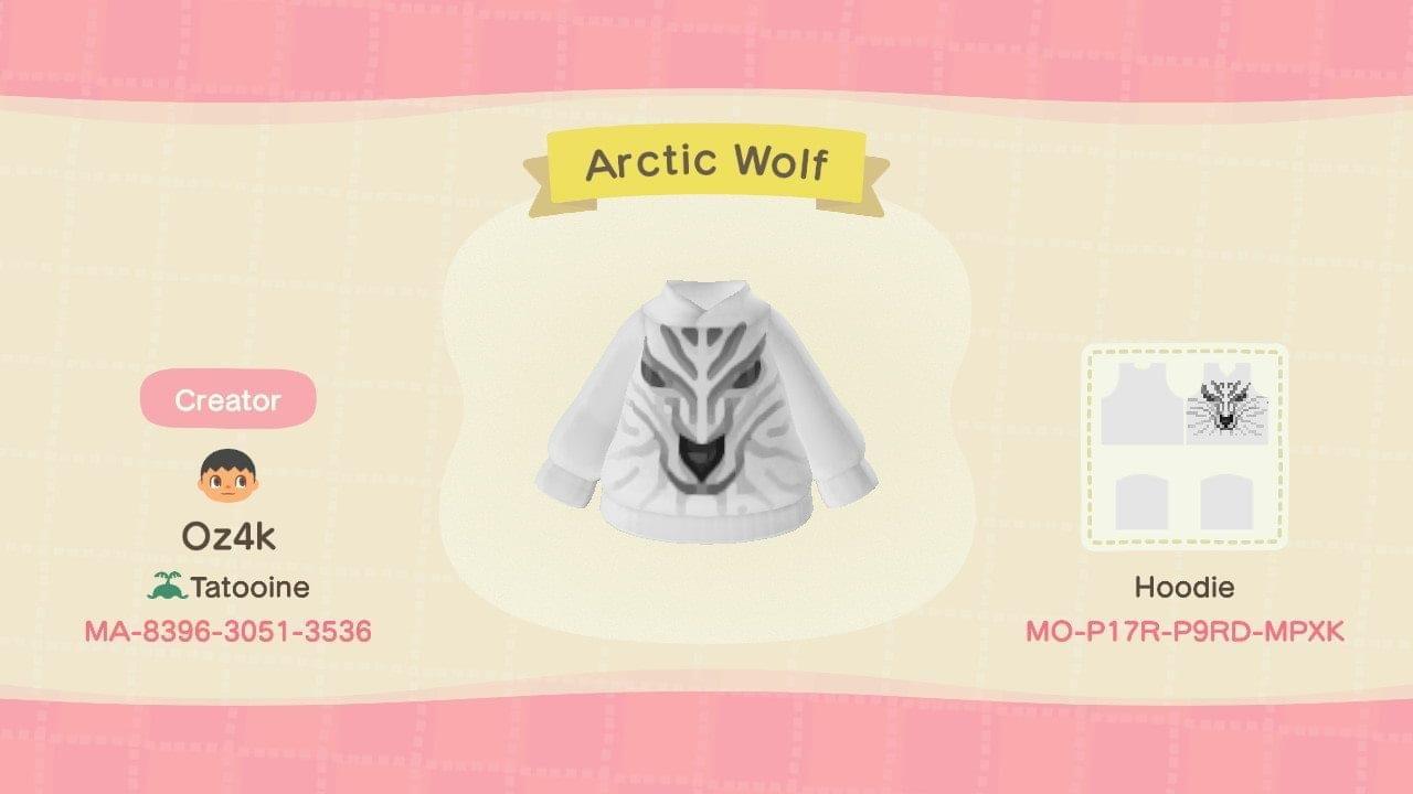 Animal Crossing Design Code: MO-P17R-P9RD-MPXK Arctic Wolf