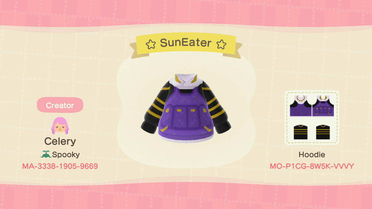 Animal Crossing Design Code: MO-P1CG-8W5K-VVVY â˜† SunEater â˜†
