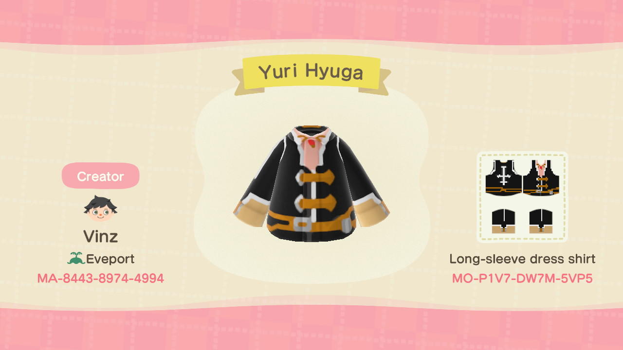 Animal Crossing Design Code: MO-P1V7-DW7M-5VP5 Yuri Hyuga