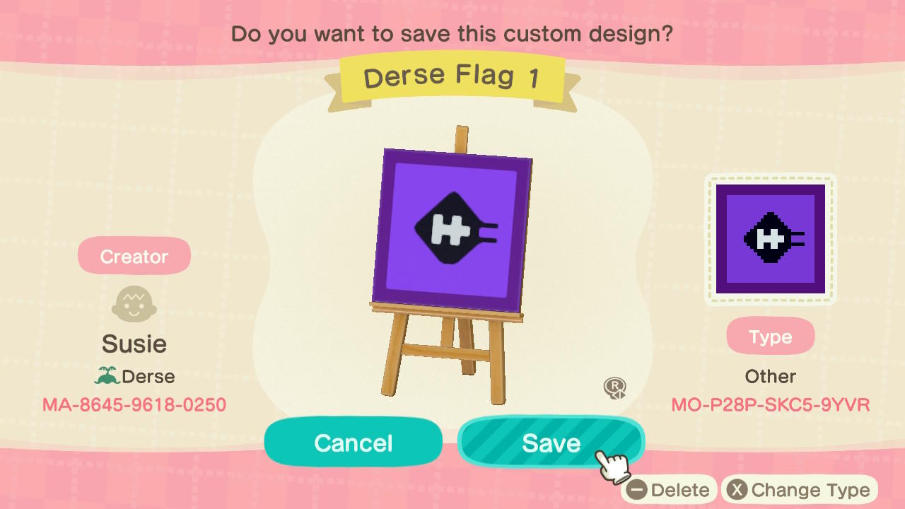 Animal Crossing Design Code: MO-P28P-SKC5-9YVR Homestuck Derse Flag