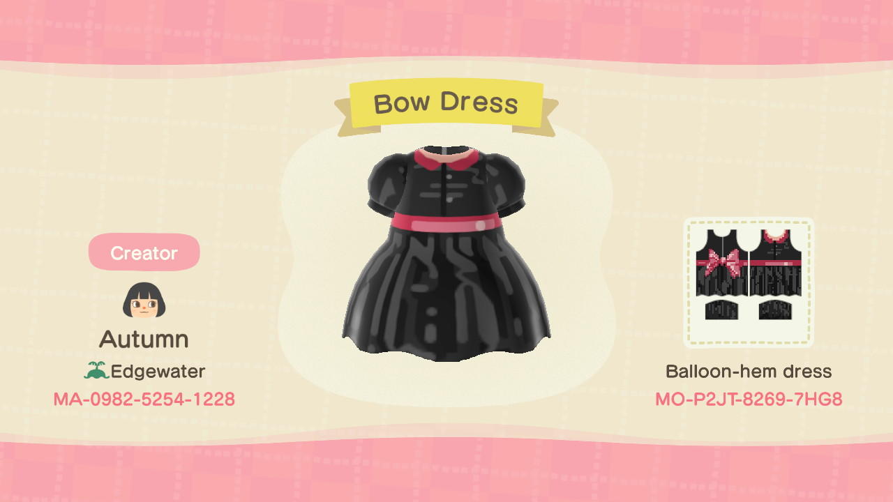 Animal Crossing Design Code: MO-P2JT-8269-7HG8 Bow Dress
