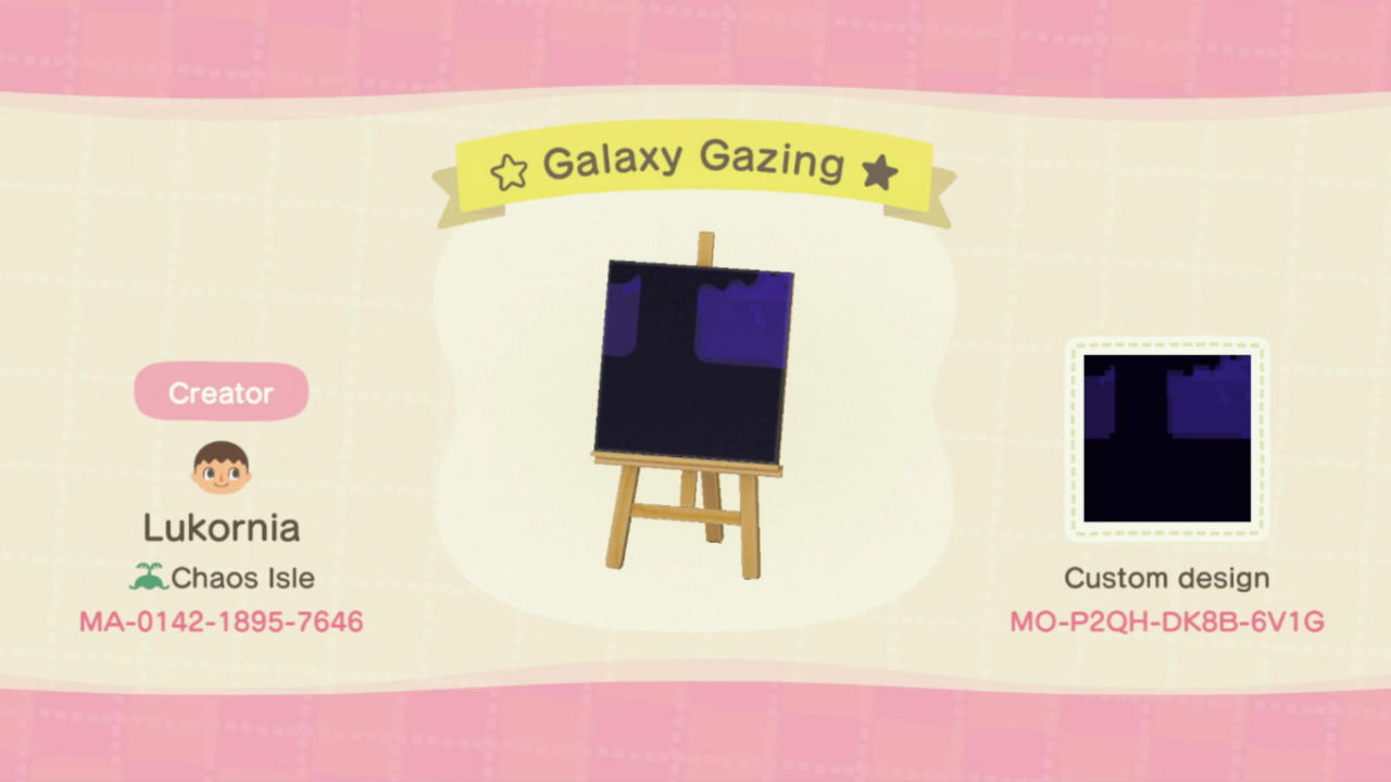 Animal Crossing Design Code: MO-P2QH-DK8B-6V1G ☆Galaxy Gazing★