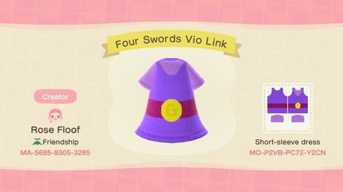 Animal Crossing Design Code: MO-P2VB-PC72-Y2CN Four Swords Vio Link