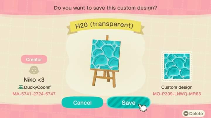 Animal Crossing Design Code: MO-P309-LNWQ-MR63 H20 (transparent)