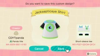Animal Crossing Design Code: MO-P327-QDCW-QFCV Jacksepticeye Shirt