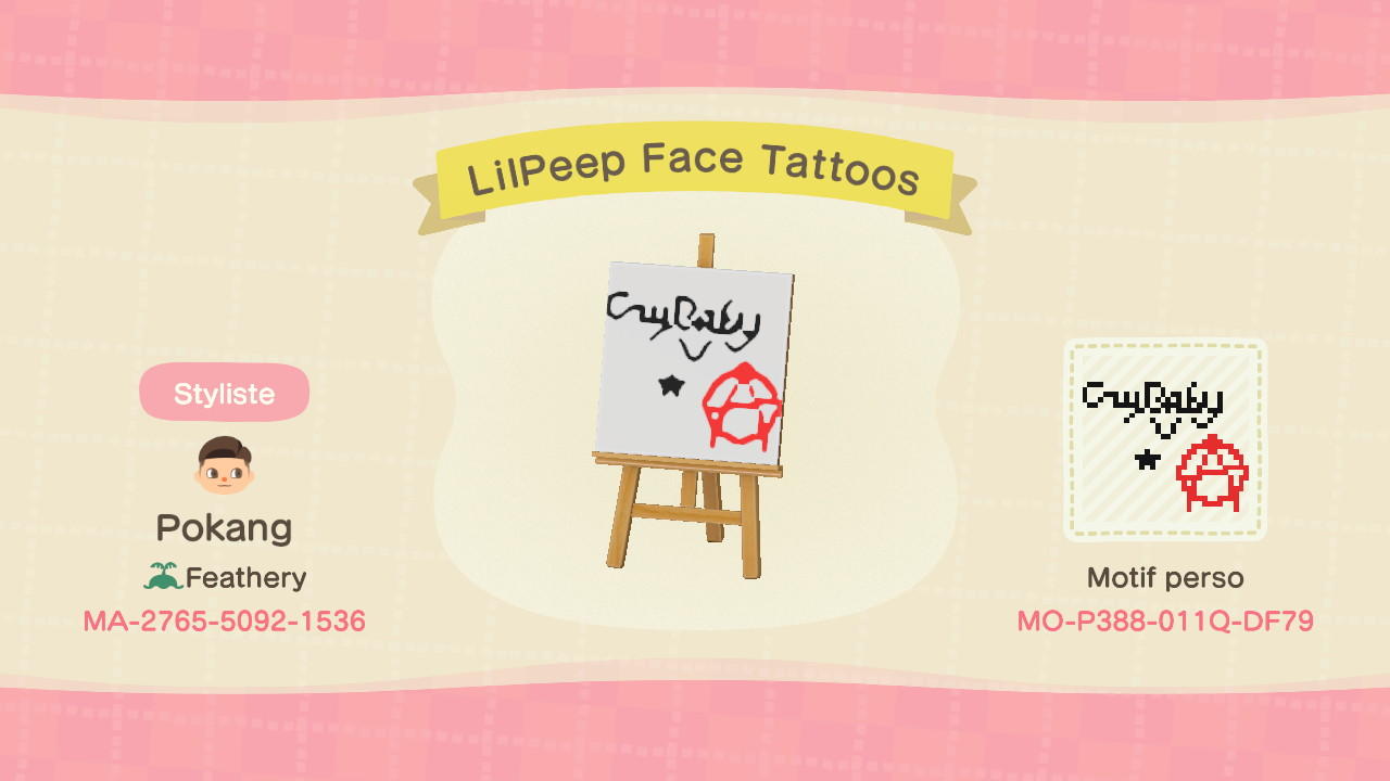Animal Crossing Design Code: MO-P388-011Q-DF79 LilPeep Face Tattoos