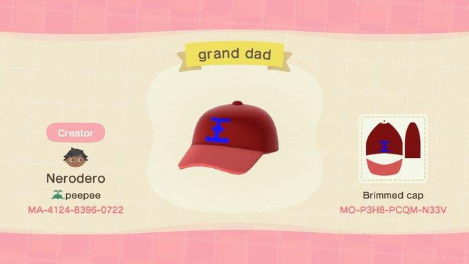 Animal Crossing Design Code: MO-P3H8-PCQM-N33V grand dad hat