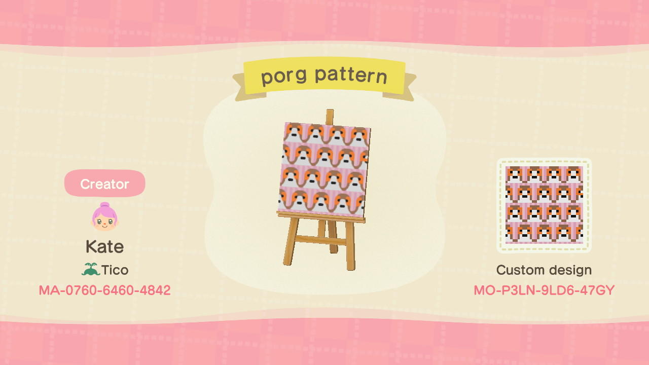 Animal Crossing Design Code: MO-P3LN-9LD6-47GY porg pattern