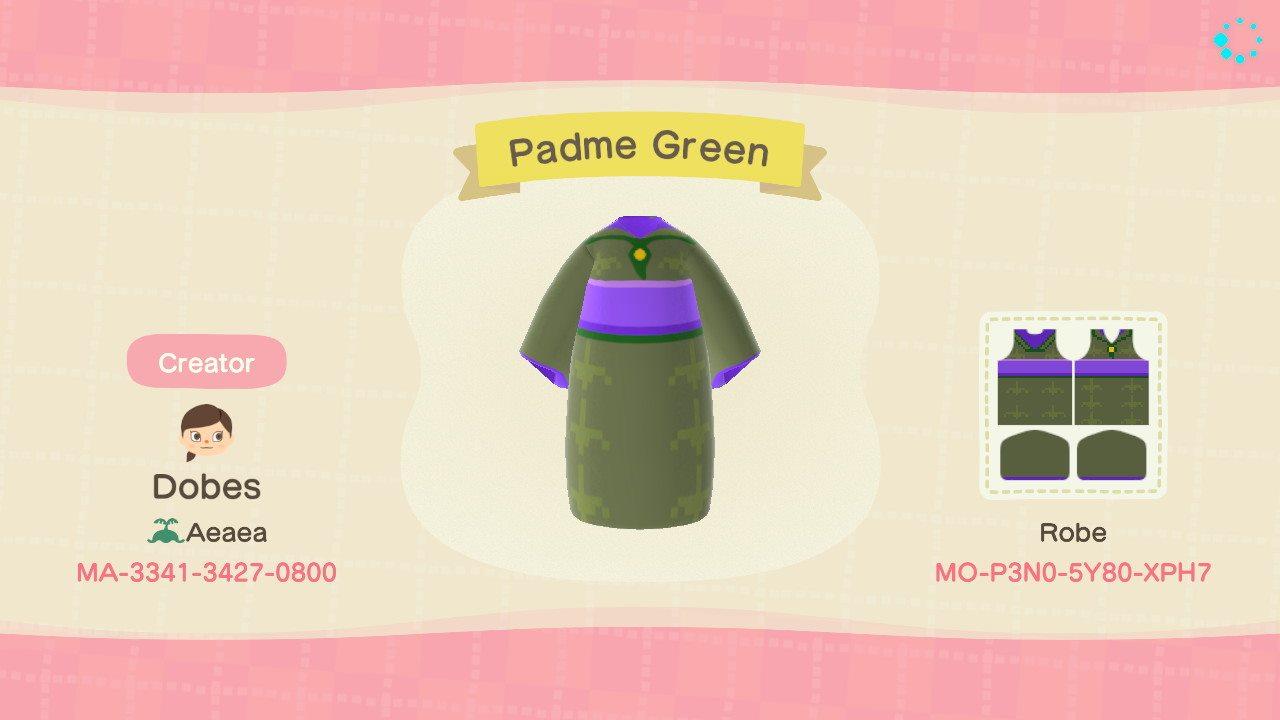 Animal Crossing Design Code: MO-P3N0-5Y80-XPH7 Padme Green