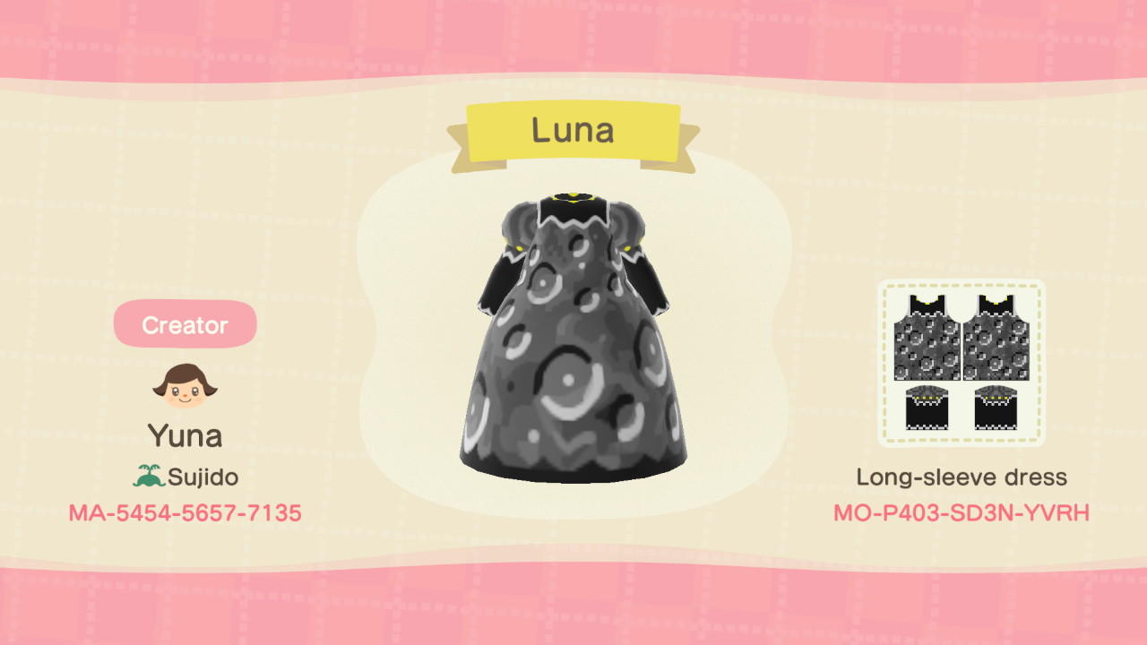 Animal Crossing Design Code: MO-P403-SD3N-YVRH Luna