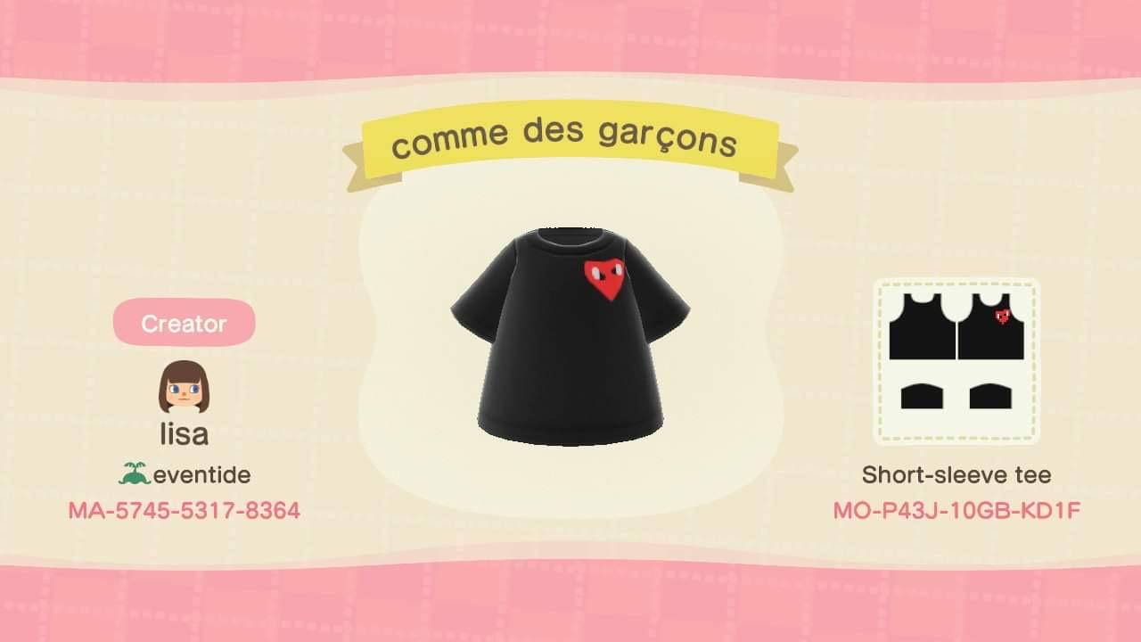 Animal Crossing Design Code: MO-P43J-10GB-KD1F comme des garcons