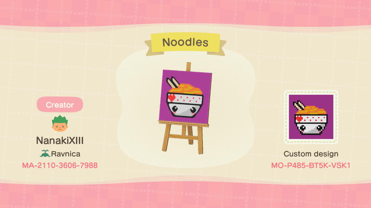 Animal Crossing Design Code: MO-P485-BT5K-VSK1 Noodles