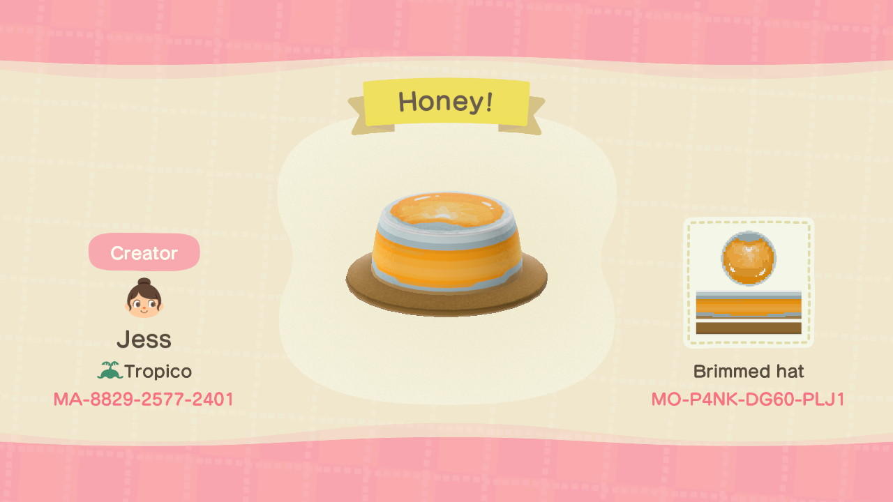 Animal Crossing Design Code: MO-P4NK-DG60-PLJ1 Honey Glass Bowl/Jar