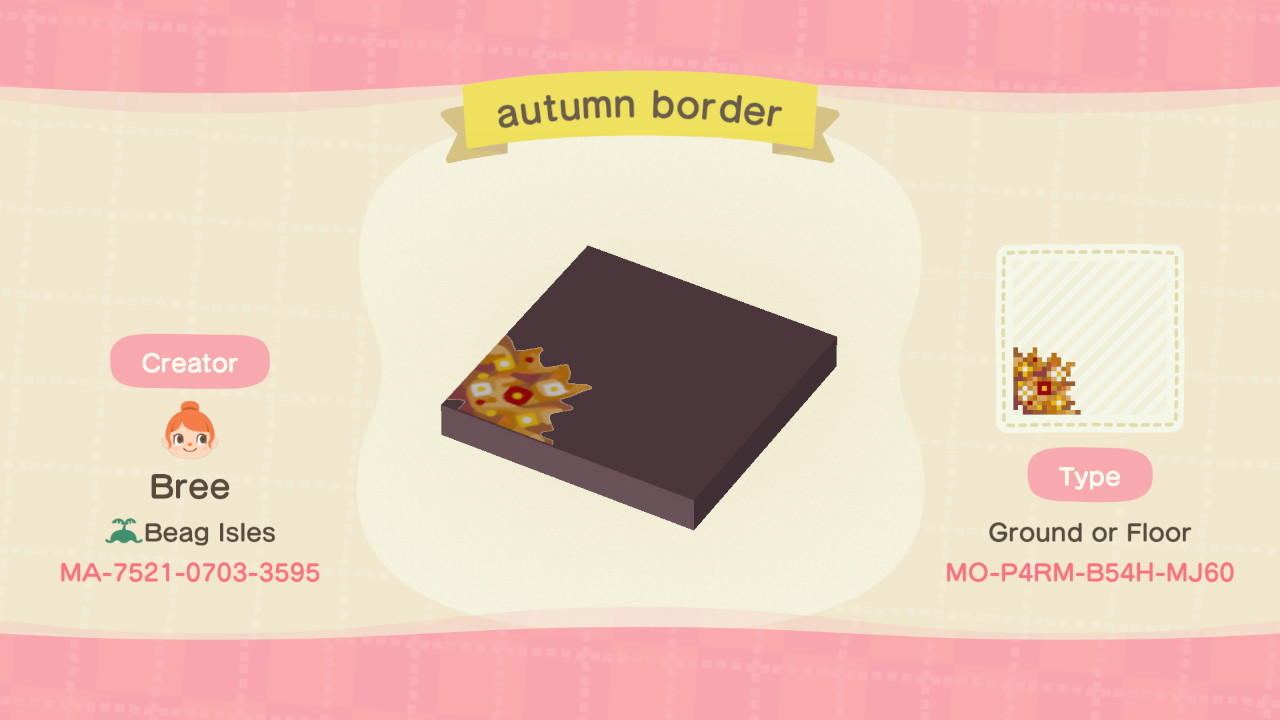 Animal Crossing Design Code: MO-P4RM-B54H-MJ60 autumn border