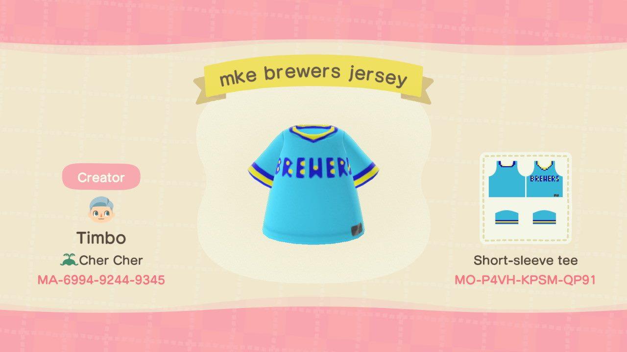 Animal Crossing Design Code: MO-P4VH-KPSM-QP91 MKE BREWERS jersey